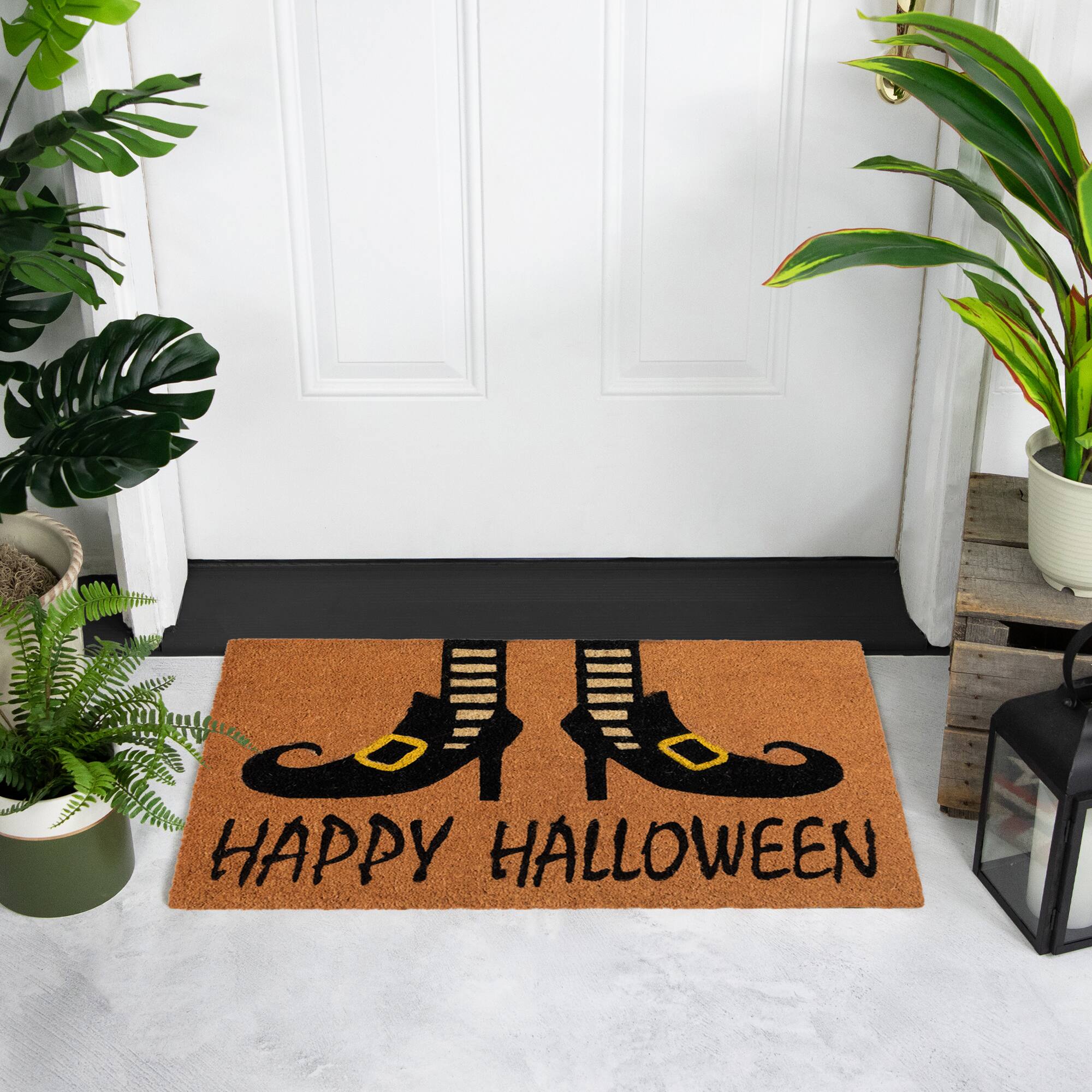 Wicked Witch Shoes "Happy Halloween" Coir Doormat, 18" x 30"